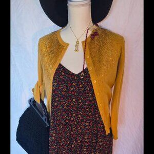 Pringle Of Scotland, 100% Pure Cashmere, Yellow Beaded, XS Sweater
